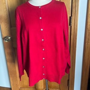 NWOT LANDS END / RED CARDIGAN / 2X
